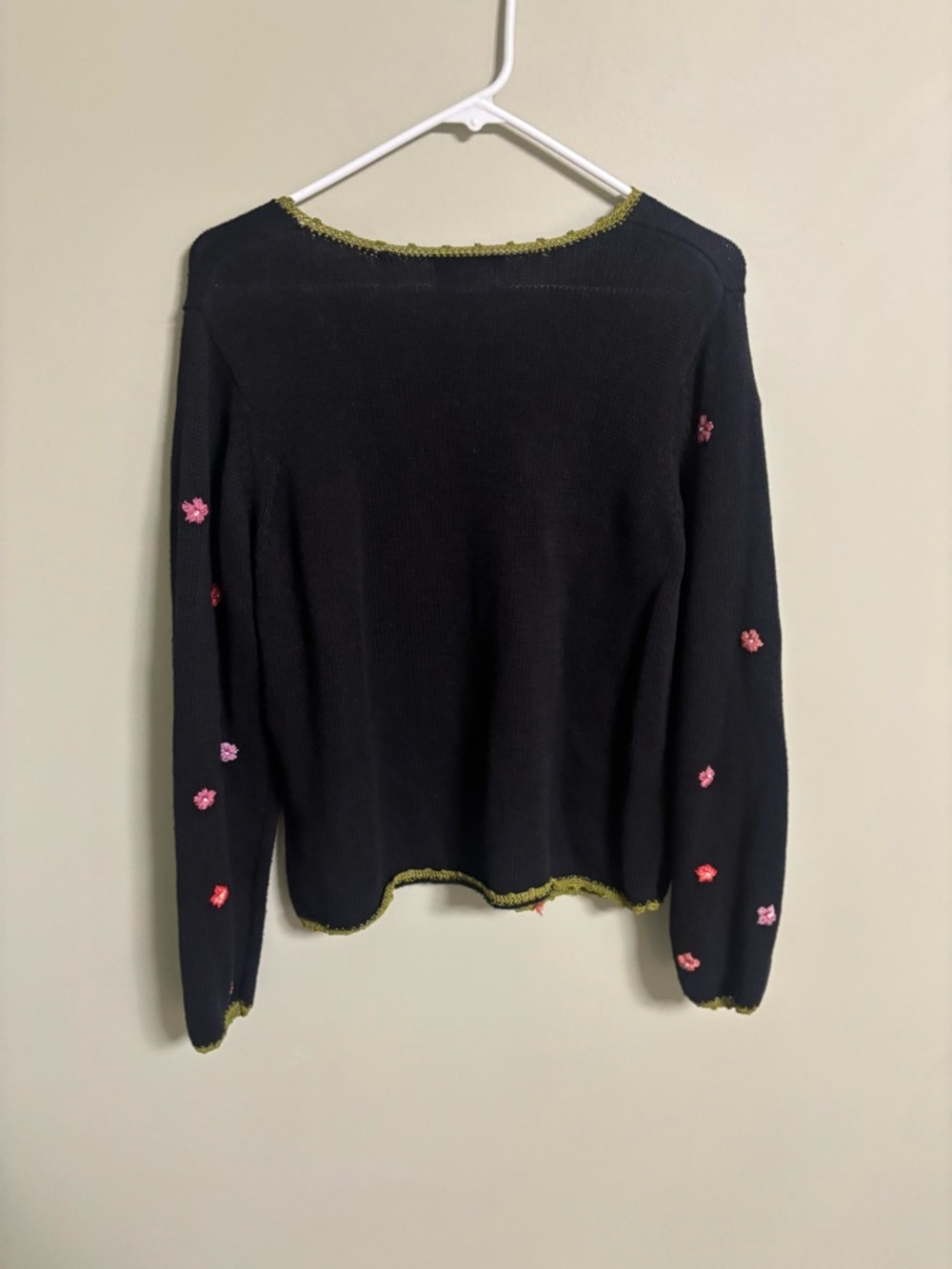 Candor Vintage Knit Sweater Embroidery Crochet Floral Size Medium Cottagecore - Picture 2 of 6